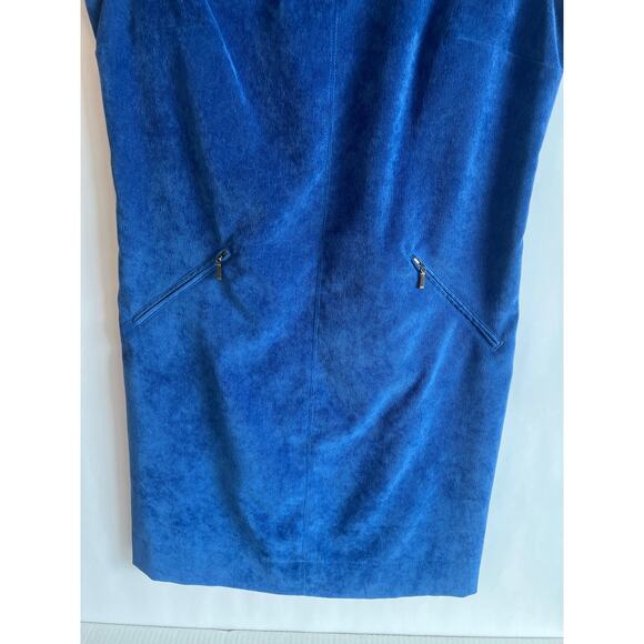 Sharagano Blue Corduroy Short Cap Sleeve Mini Shift Dress Women's Size 8 - Picture 3 of 12